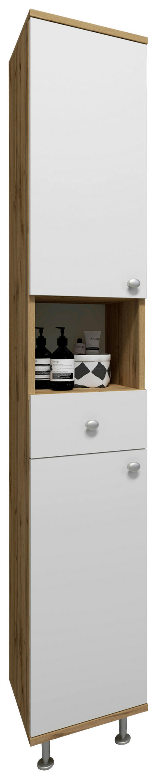 HOCHSCHRANK 30/185/31 cm - Honigeiche/Weiss, Modern, Holzwerkstoff/Kunststoff (30/185/31cm) - MID.YOU