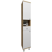 HOCHSCHRANK 30/185/31 cm  - Honigeiche/Silberfarben, MODERN, Holzwerkstoff/Kunststoff (30/185/31cm) - MID.YOU