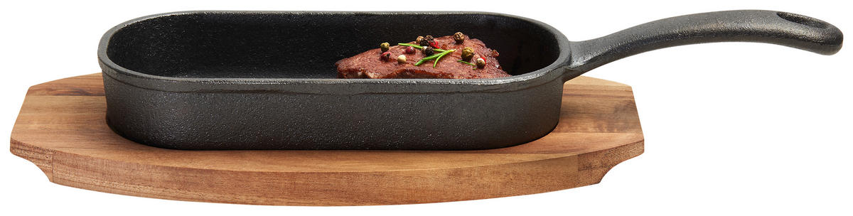 GRILLPFANNE  - Schwarz/Naturfarben, Basics, Holz/Metall (31,6/10/3,5cm) - Homeware Profession.