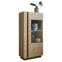 VITRINE  in Grau, Eiche Artisan - Eiche Artisan/Grau, Design, Glas/Holzwerkstoff (72/154/40cm) - MID.YOU