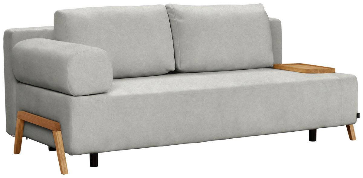 SCHLAFSOFA in Holz, Textil Hellgrau  - Hellgrau/Naturfarben, Design, Holz/Textil (211/88/102cm) - Niels Andersson