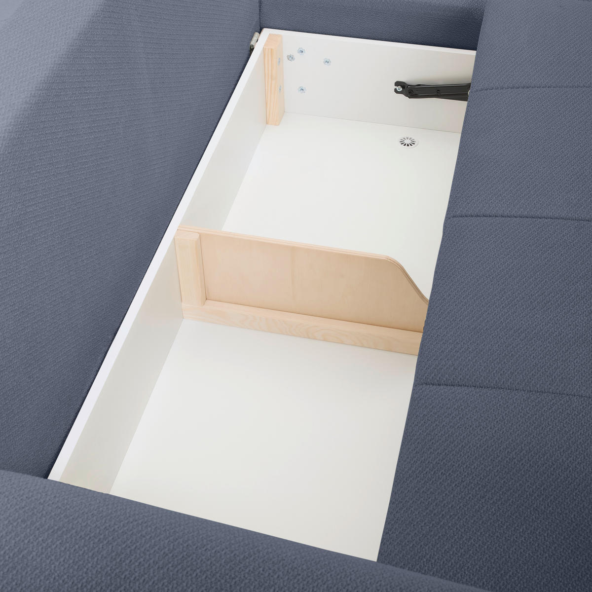 ECKSOFA Blaugrau Webstoff  - Buchefarben/Blaugrau, KONVENTIONELL, Holz/Textil (294/169cm) - Carryhome