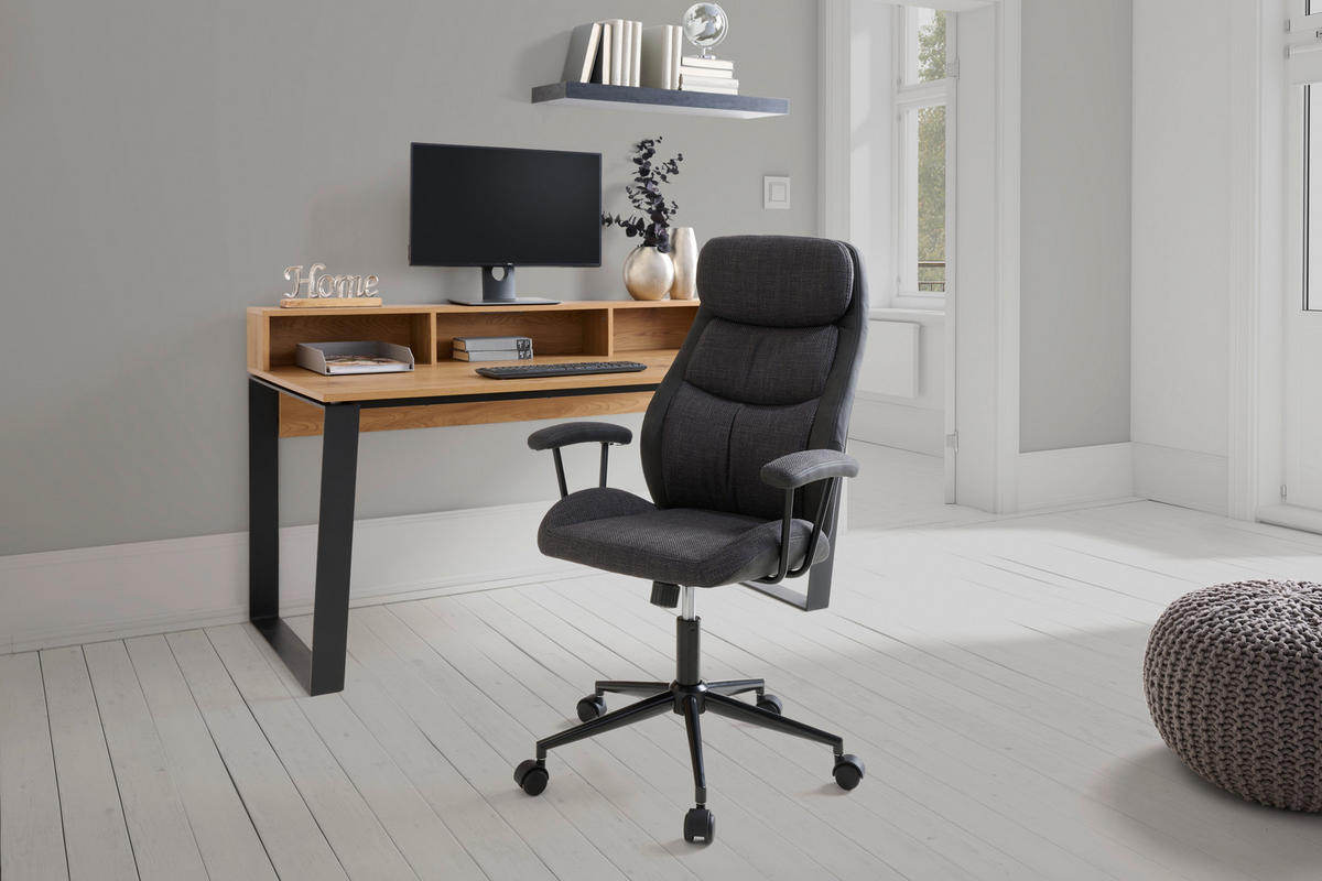 KANCELÁŘSKÉ KŘESLO, tkaná látka, šedá - šedá/černá, Moderní, kov/textil (64/103-113/66cm) - MID.YOU