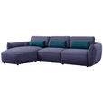 ECKSOFA  in Chenille Blau  190/340 cm  - Blau/Schwarz, Design, Kunststoff/Textil (190/340cm) - Belluti