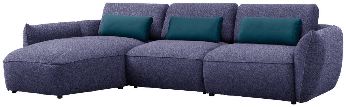 ECKSOFA  in Chenille Blau  190/340 cm  - Blau/Schwarz, Design, Kunststoff/Textil (190/340cm) - Belluti