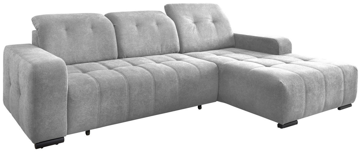 ECKSOFA Vicari Grau Chenille  - Schwarz/Grau, MODERN, Textil/Metall (185/292cm) - Livetastic