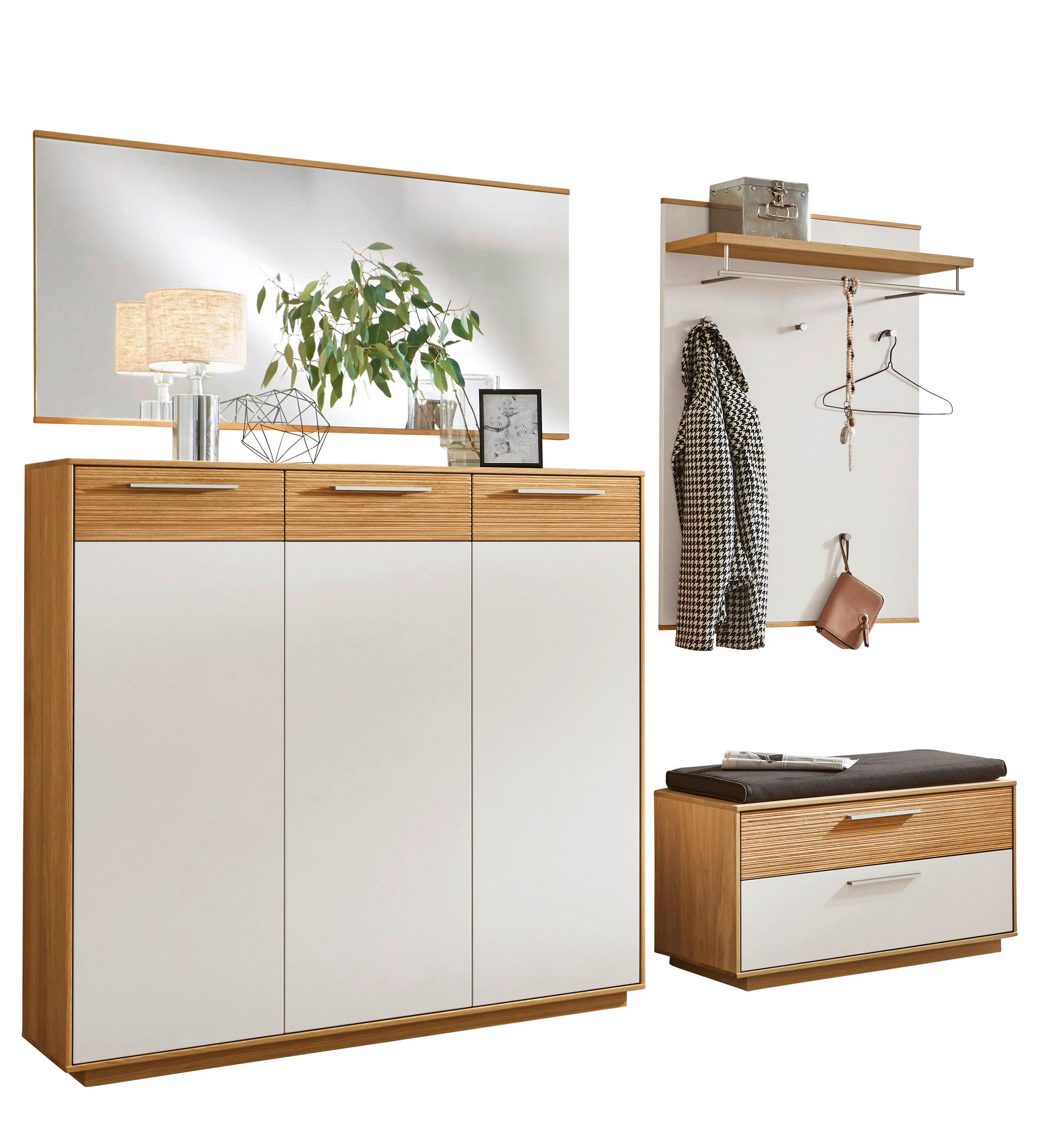 GARDEROBE 5-teilig in 215/195/40 cm - Eichefarben/Anthrazit, Design, Glas/Holz (215/195/40cm)