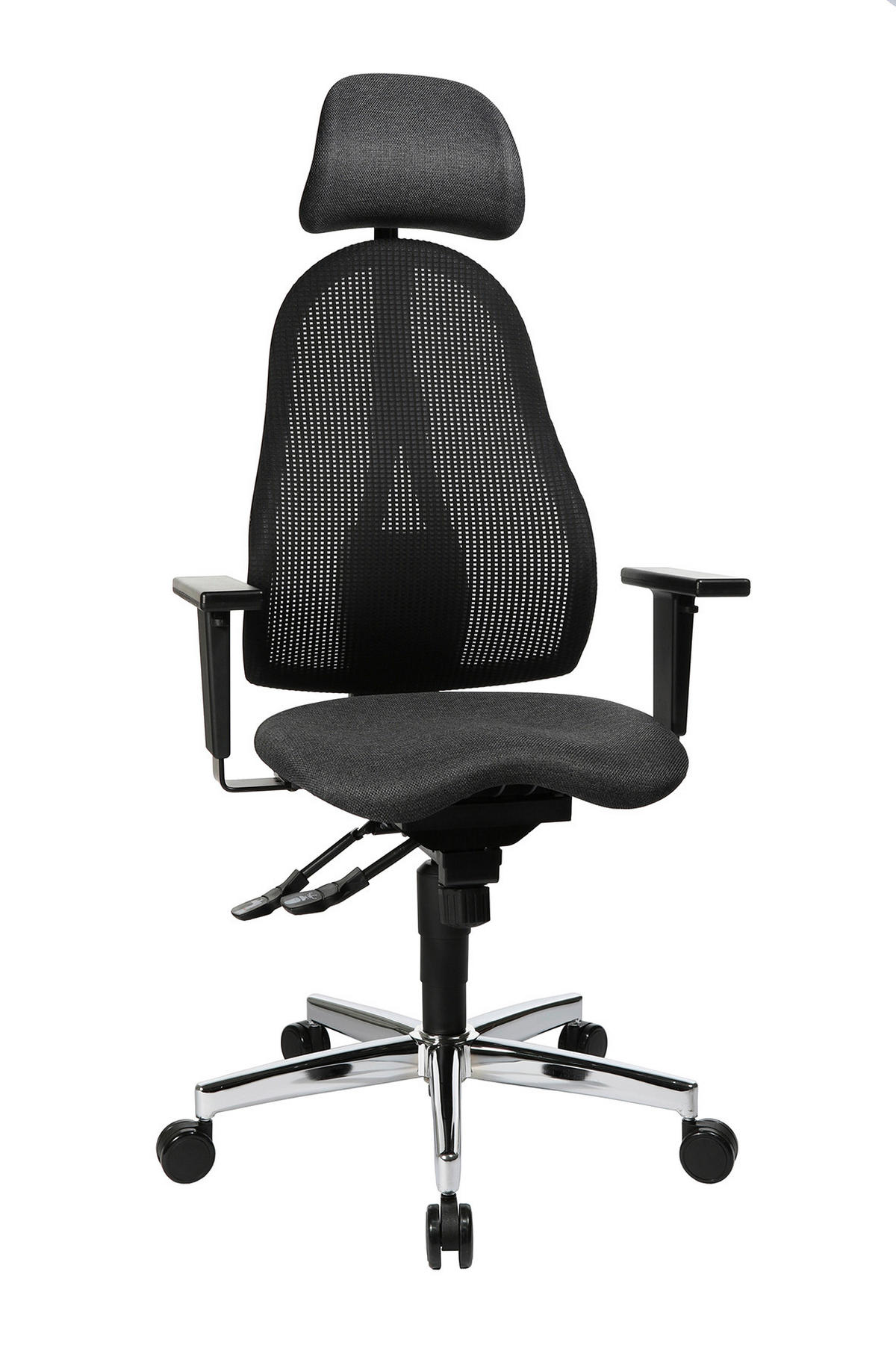 DREHSTUHL Flachgewebe Schwarz  - Chromfarben/Schwarz, Basics, Kunststoff/Textil (48/120-140/44cm) - Topstar