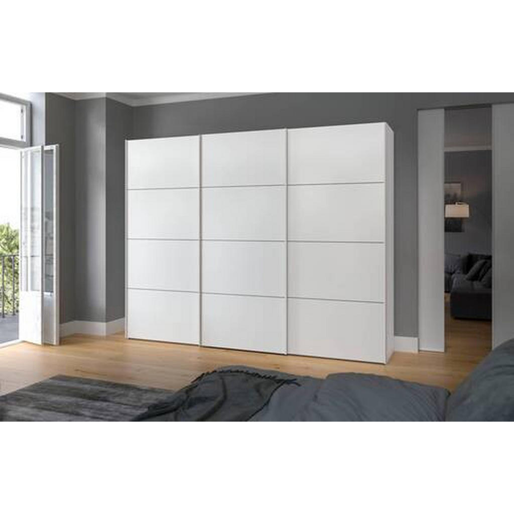 Thumbnail - Boxxx Schwebetürenschrank, Weiß, Holzwerkstoff, 9 Fächer, 2 Schubladen, 303x236x65 cm, erweiterbar, Beimöbel erhältlich,...