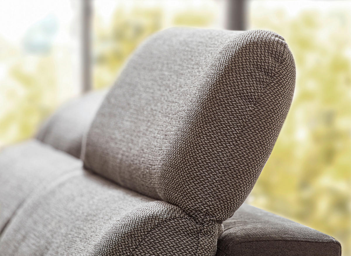 WOHNLANDSCHAFT in Flachgewebe Graubraun  - Graubraun/Silberfarben, Design, Kunststoff/Textil (263/365/187cm) - Cantus