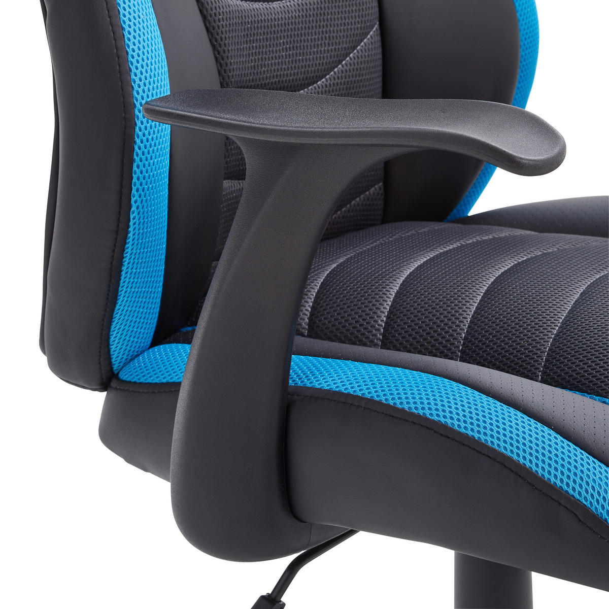 GAMING STOL kovina, umetna masa, tekstil modra, črna  - modra/črna, Design, kovina/umetna masa (62/112,5-122/68cm) - Hom`in