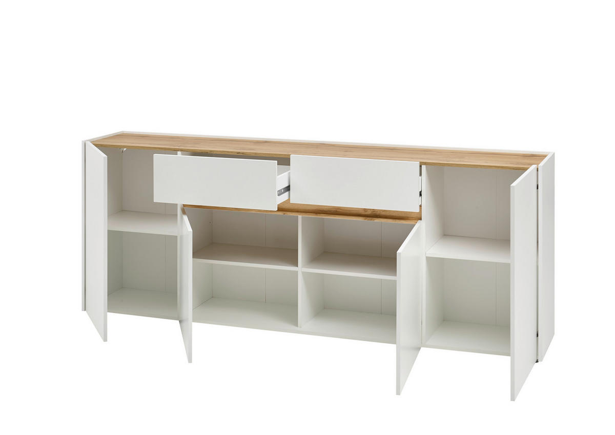 SIDEBOARD  223/86/40 cm 2 Schublade(n)  - Eiche Wotan/Schwarz, Design, Holzwerkstoff/Kunststoff (223/86/40cm) - Modante