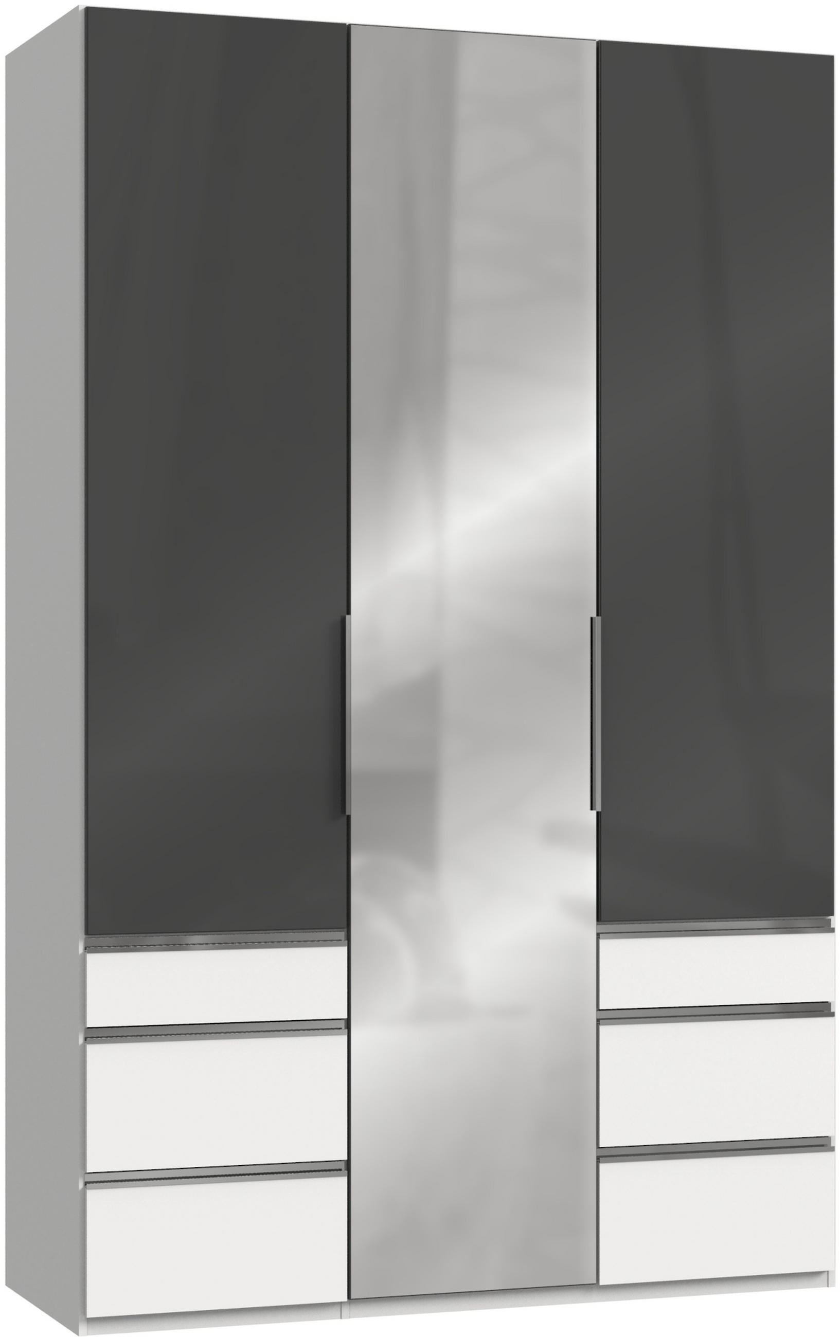 DREHTÜRENSCHRANK  in Grau, Weiß  - Chromfarben/Weiß, MODERN, Glas/Holzwerkstoff (150/236/58cm) - MID.YOU