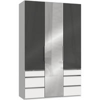 DREHTÜRENSCHRANK in Grau, Weiss  - Chromfarben/Weiss, Modern, Glas/Holzwerkstoff (150/236/58cm) - MID.YOU