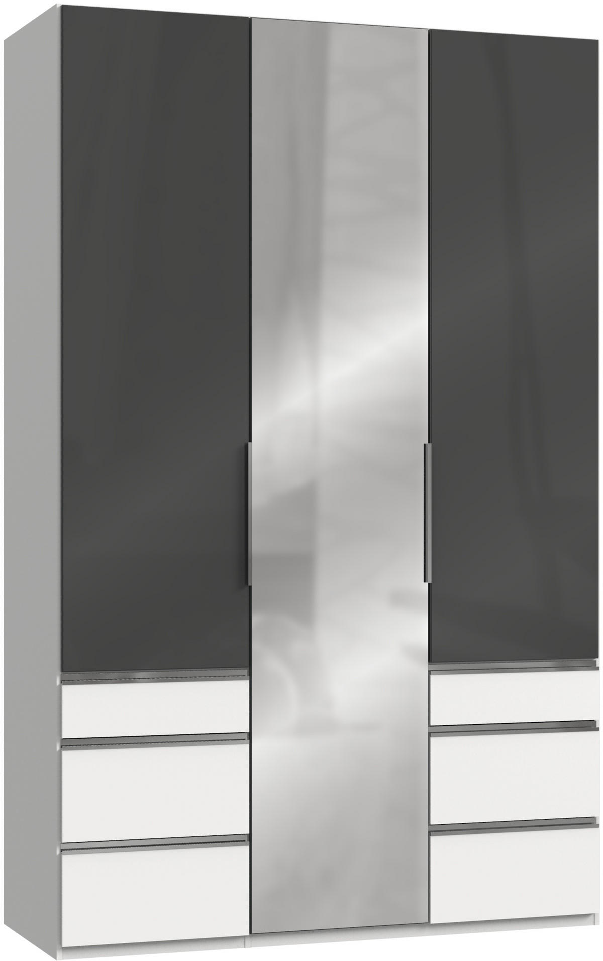 DREHTÜRENSCHRANK in Grau, Weiss  - Chromfarben/Weiss, Modern, Glas/Holzwerkstoff (150/236/58cm) - MID.YOU