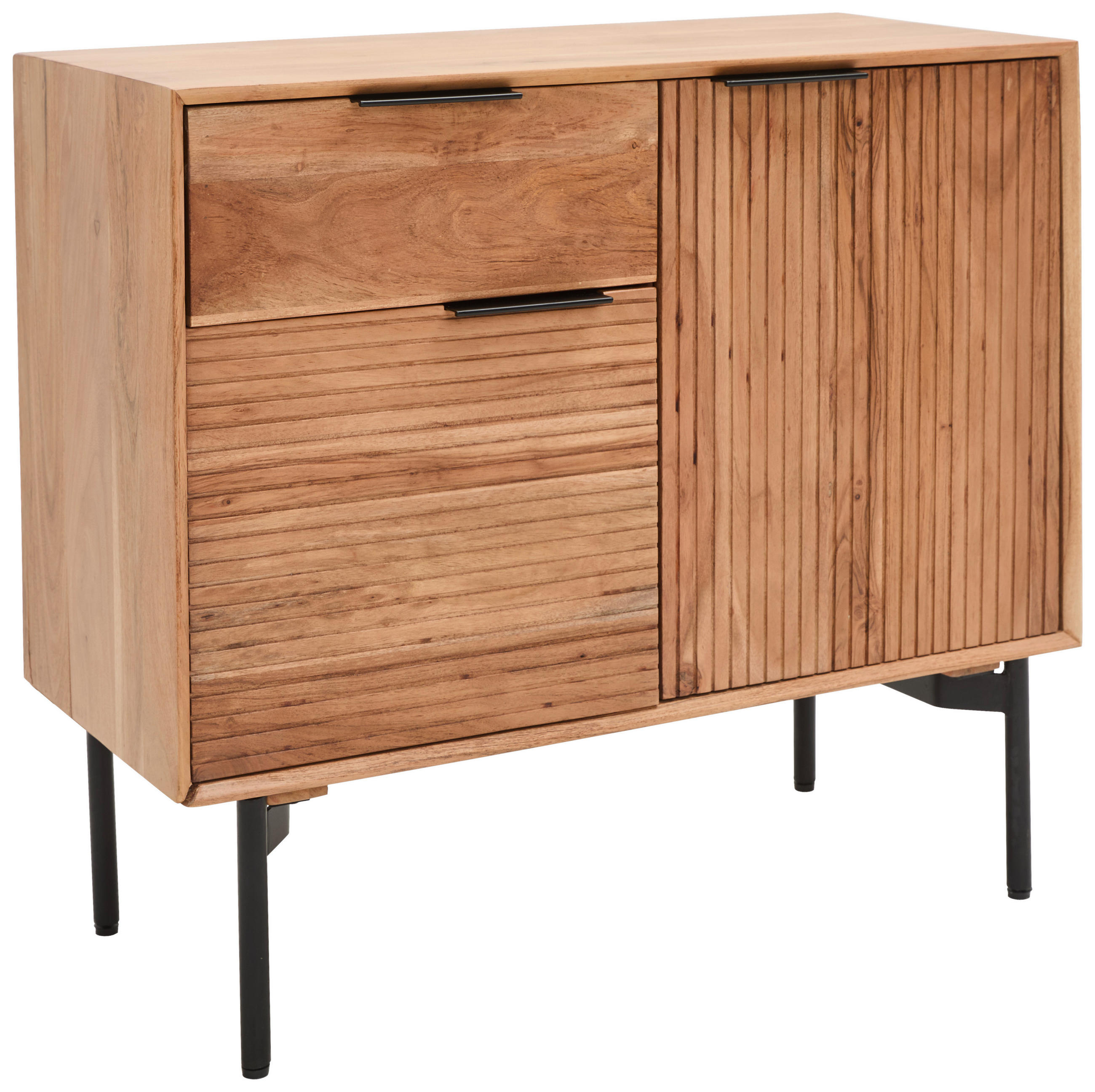 KOMMODE Doha  in 92/82/42 cm  - Schwarz/Naturfarben, KONVENTIONELL, Holz/Metall (92/82/42cm) - Livetastic