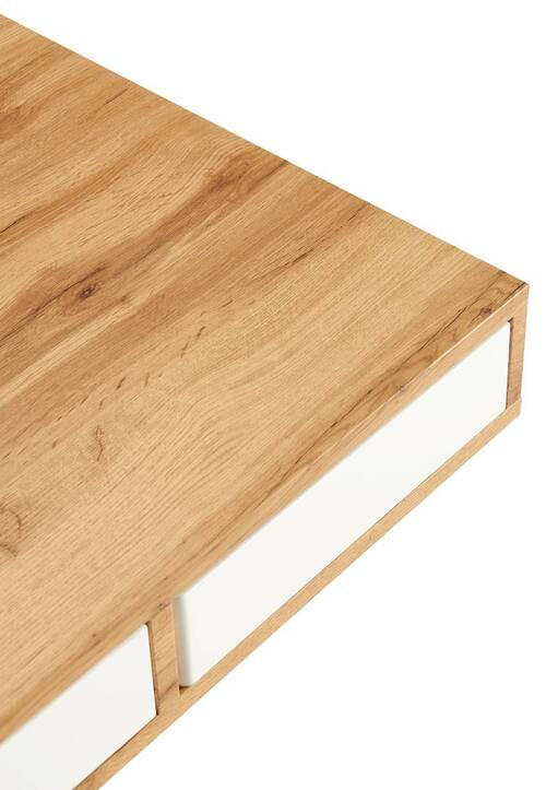 COUCHTISCH in Metall, Holzwerkstoff 140/70/48-77 cm  - Weiss/Eichefarben, Design, Holzwerkstoff/Metall (140/70/48-77cm) - Livetastic