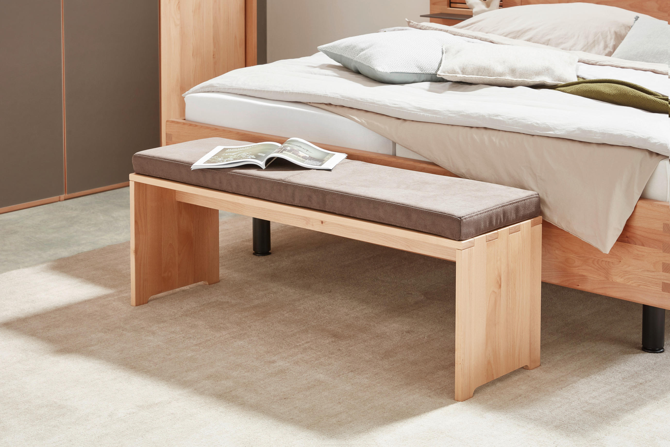 BETTBANK Erle Dunkelbraun, Erlefarben  - Dunkelbraun/Erlefarben, Natur, Holz (120/46/35cm) - Valnatura