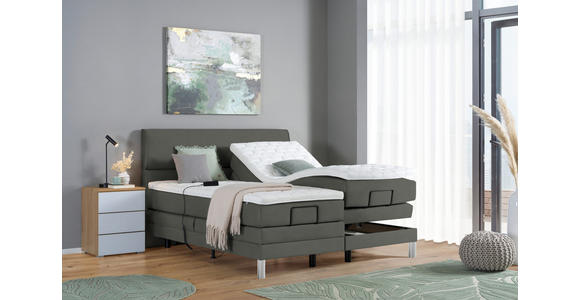 BOXSPRINGBETT 180/200 cm  in Dunkelgrau  - Chromfarben/Dunkelgrau, KONVENTIONELL, Kunststoff/Textil (180/200cm) - Voleo