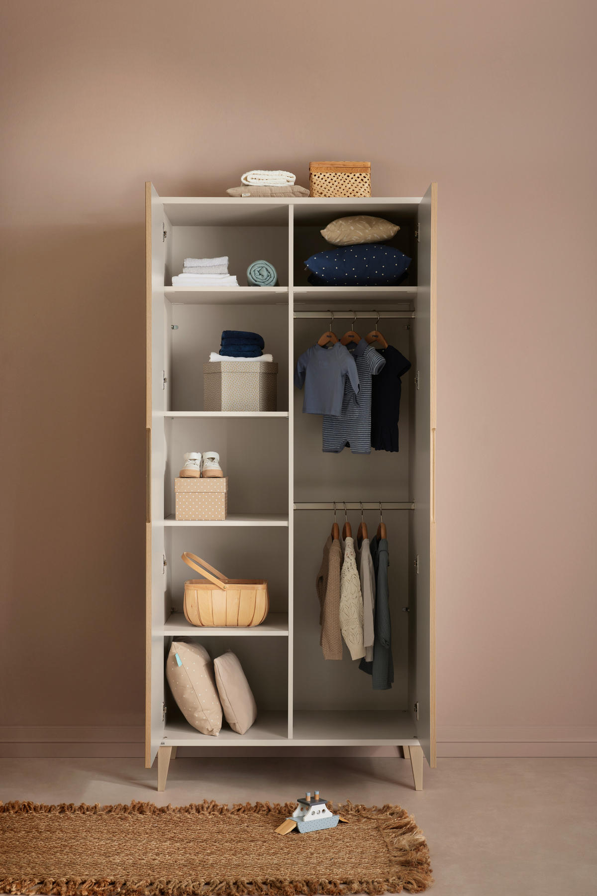 ORMAR ZA DJEČJU ODJEĆU  Jonte  - boje hrasta/bež, Basics, drvni materijal (95/207/56cm) - Paidi