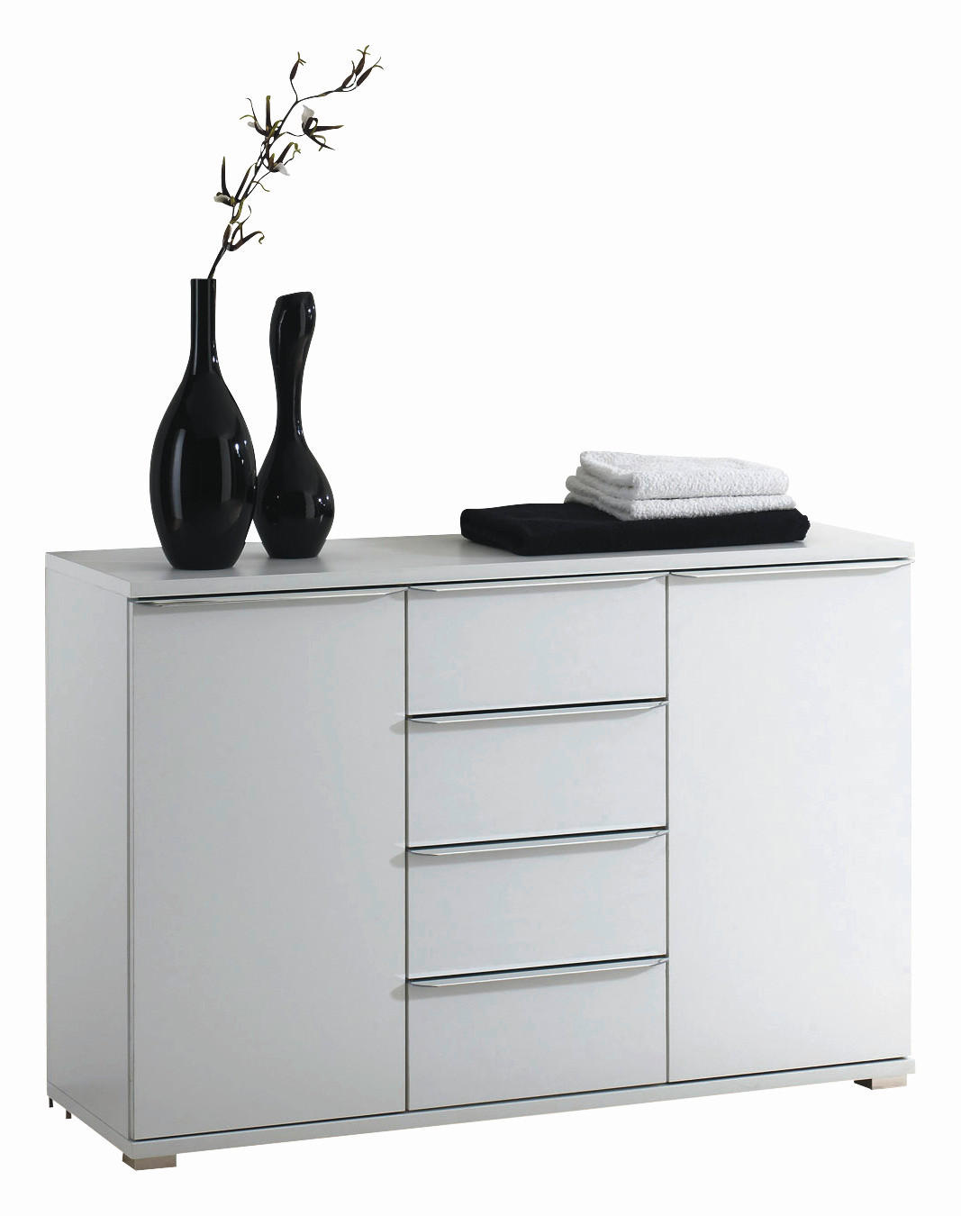 KOMMODE 120/80/40 cm Weiss  - Chromfarben/Weiss, Design, Glas/Holzwerkstoff (120/80/40cm) - Moderano