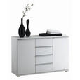 KOMMODE , 120/80/40 cm, 4 Schublade(n)  - Chromfarben/Weiß, Design, Glas/Holzwerkstoff (120/80/40cm) - Moderano
