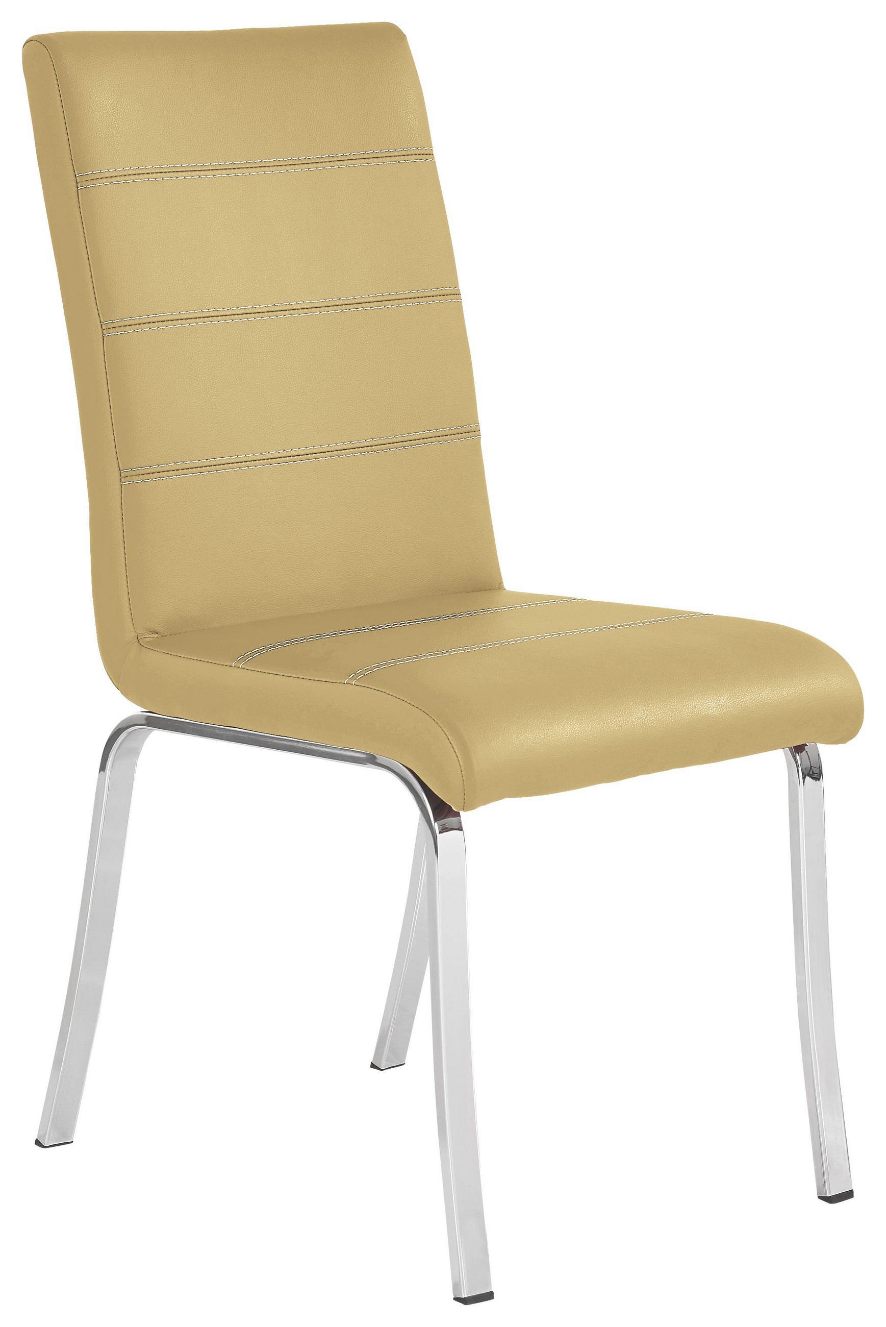 Stuhl in Metall, Textil Edelstahlfarben, Beige