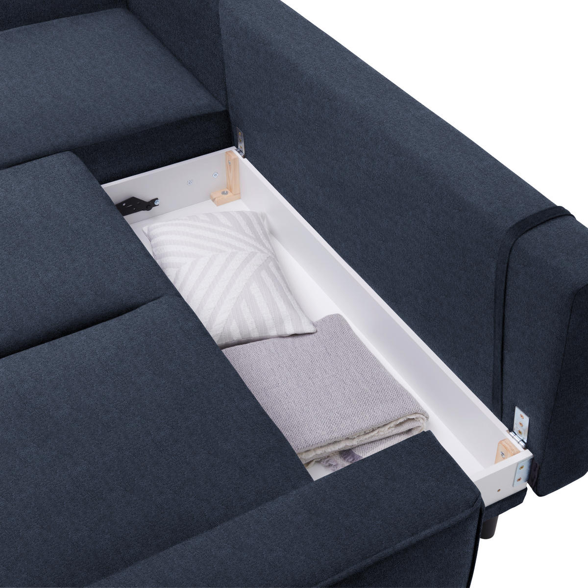 ECKSOFA in Velours Blau  - Blau/Schwarz, Konventionell, Holz/Textil (161/260cm) - Carryhome