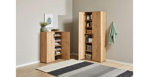 SCHUHSCHRANK in 70/106/33,5 cm - Eichefarben/Schwarz, KONVENTIONELL, Holzwerkstoff/Kunststoff (70/106/33,5cm) - Xora