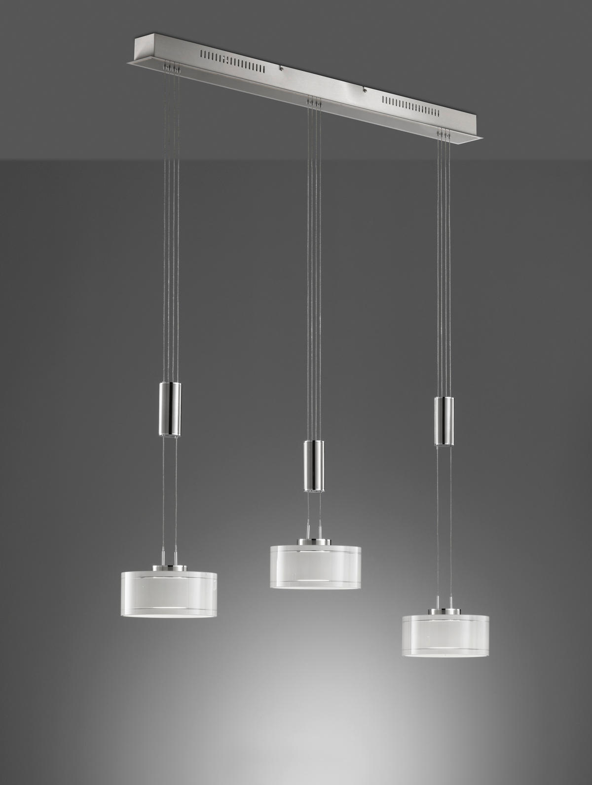 LED-HÄNGELEUCHTE 96/20/100-160 cm   - Chromfarben/Weiß, Design, Glas/Metall (96/20/100-160cm) - Fischer & Honsel