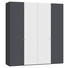 DREHTÜRENSCHRANK 4-türig Anthrazit, Schwarz, Weiß - Anthrazit/Silberfarben, Design, Glas/Holzwerkstoff (202,5/220/58,5cm) - Jutzler DREHTÜRENSCHRANK 4-türig Anthrazit, Schwarz, Weiß - Anthrazit/Silberfarben, Design, Glas/Holzwerkstoff (202,5/220/58,5cm) - Jutzler