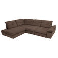 ECKSOFA Dunkelbraun Chenille  - Chromfarben/Dunkelbraun, Design, Textil (242/313cm) - Xora