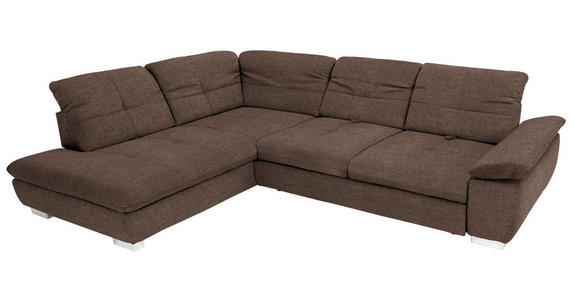 ECKSOFA Dunkelbraun Chenille  - Chromfarben/Dunkelbraun, Design, Textil (242/313cm) - Xora