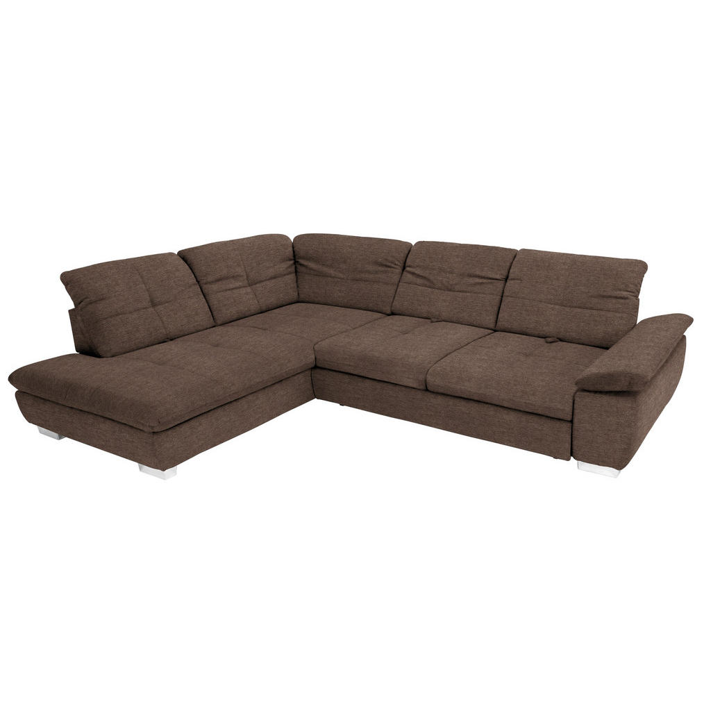 Thumbnail - Xora Ecksofa, Dunkelbraun, Textil, 5-Sitzer, Ottomane links, L-Form, 313x242 cm, Goldenes M, Typenauswahl, Bettkasten er...