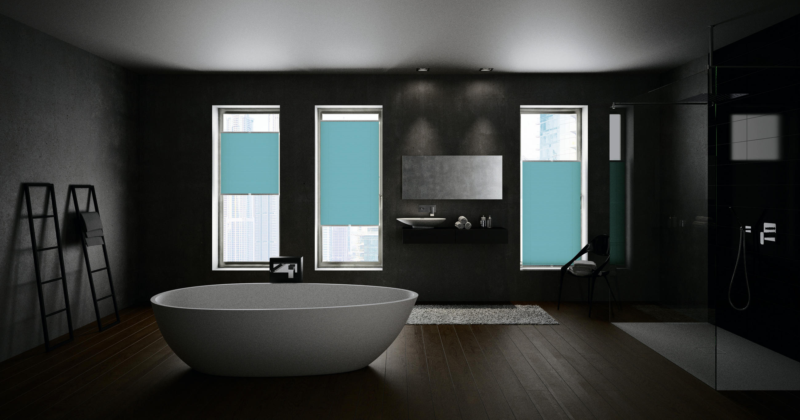 PLISSEE halbtransparent 50/130 cm - Blau, Basics, Textil (50/130cm) - Homeware
