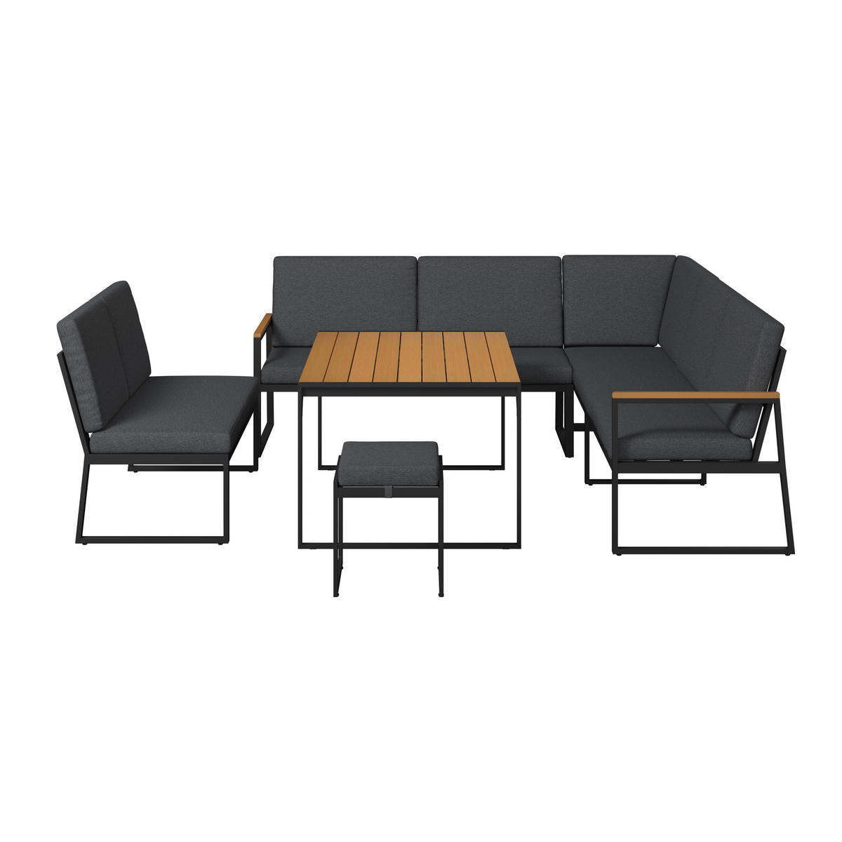 DINING-LOUNGESET Eisen  - Anthrazit/Naturfarben, MODERN, Kunststoff/Textil (230/80/230cm) - Ambia Garden