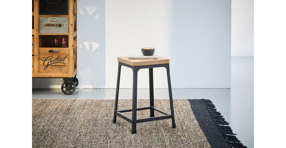 HOCKER Tanne Naturfarben, Schwarz  - Schwarz/Naturfarben, LIFESTYLE, Holz/Metall (35,5/50/34cm) - Landscape