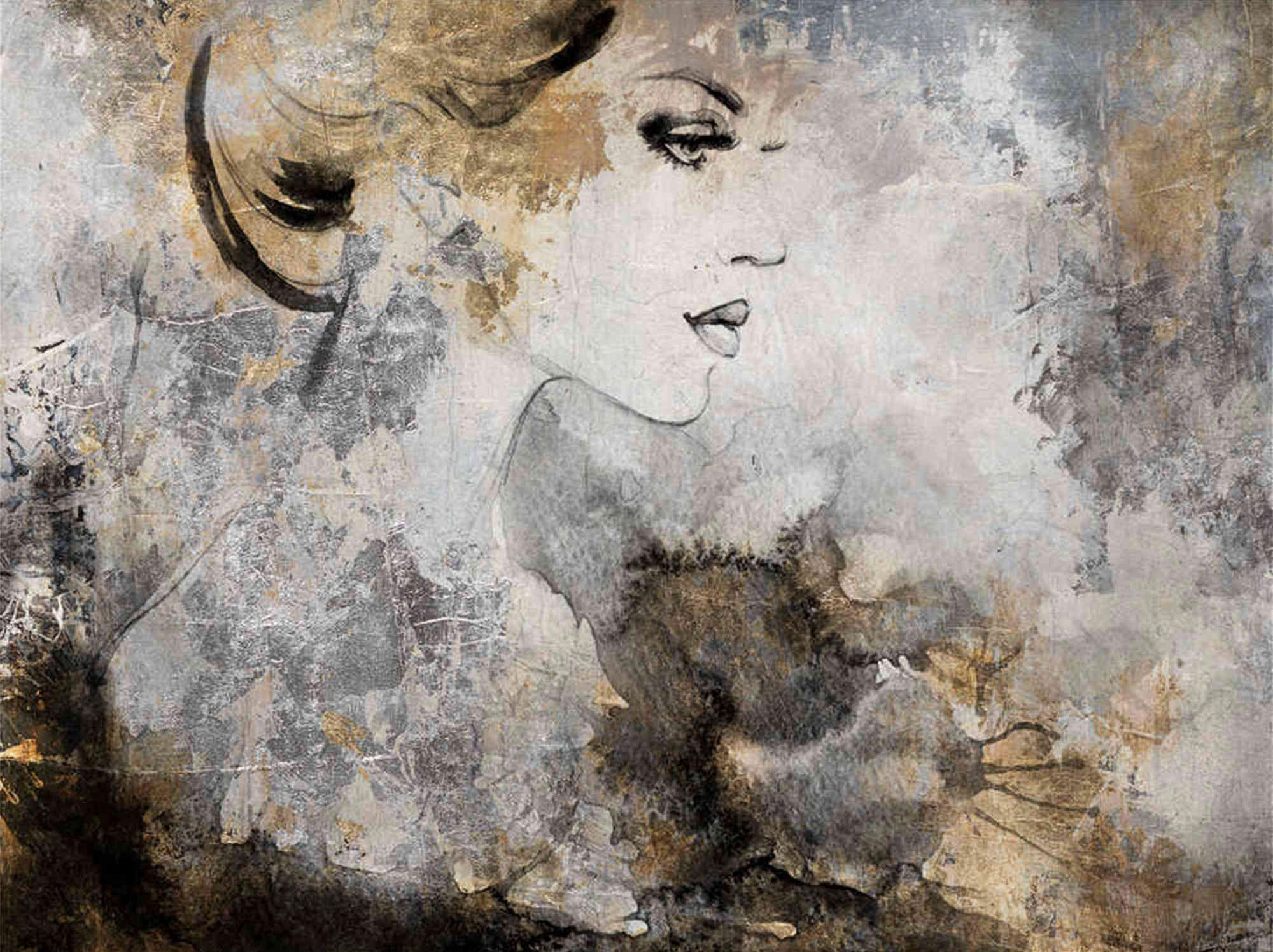 TIŠTĚNÉ OBRAZY NA PLÁTNĚ, ženy, 120/90 cm  - barvy borovice, Basics, dřevo/textil (120/90cm) - Monee