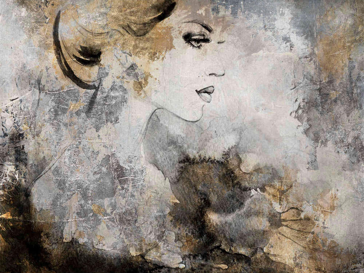 TIŠTĚNÉ OBRAZY NA PLÁTNĚ, ženy, 120/90 cm  - šedá/barvy borovice, Basics, dřevo/textil (120/90cm) - Monee