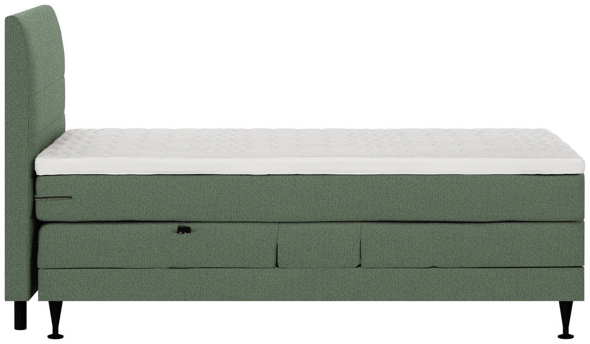 BOXSPRINGBETT 120/200 cm,  in Graugrün, Matratze, Topper, motorische Verstellbarkeit, Fernbedienung, H5 = hart  - Schwarz/Graugrün, KONVENTIONELL, Holzwerkstoff/Textil (120/200cm) - Welnova