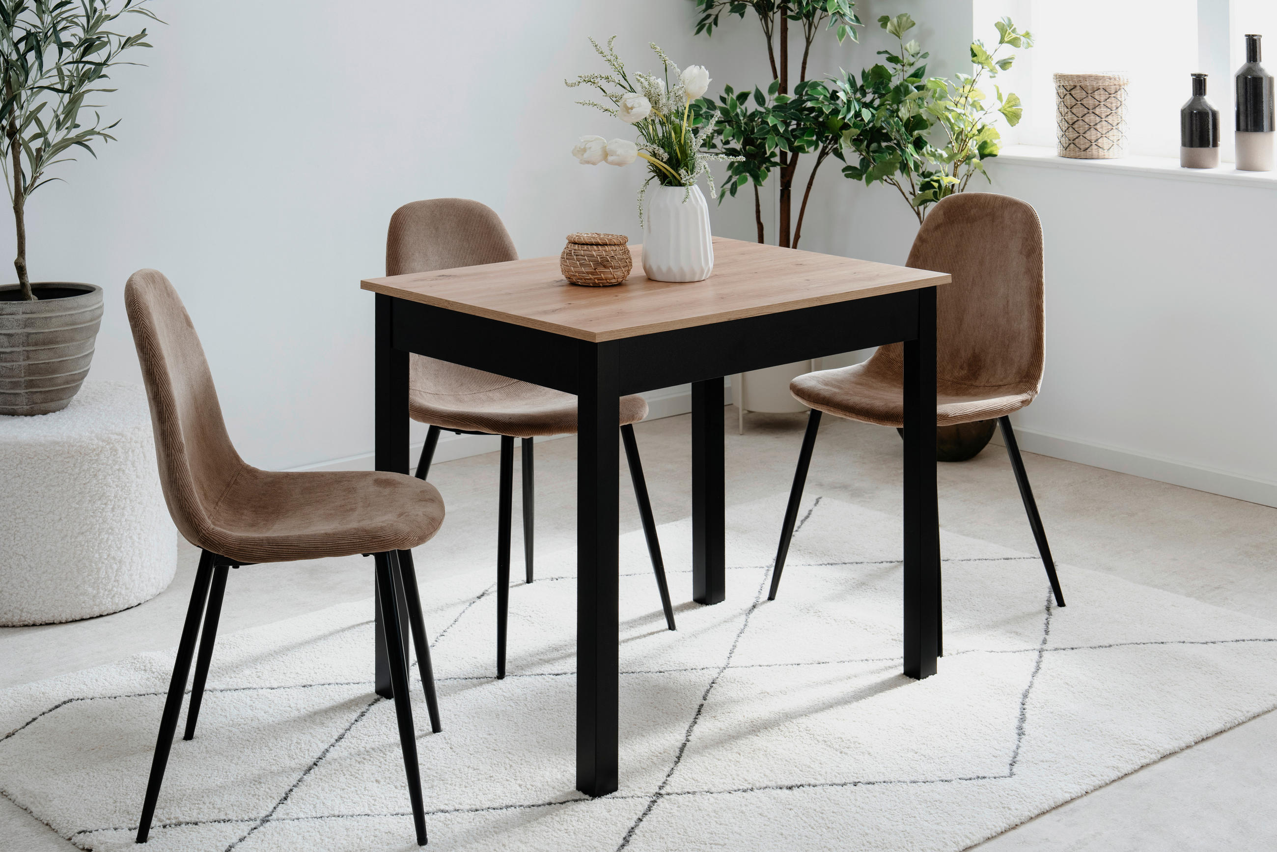 ESSTISCH in Holzwerkstoff 90/67/76 cm   - Schwarz/Eiche Artisan, Modern, Holzwerkstoff (90/67/76cm) - MID.YOU