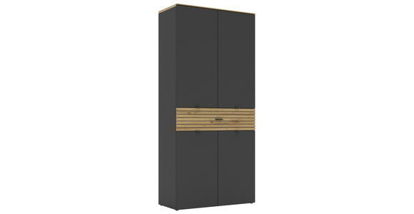 SCHUHSCHRANK 90/196/41 cm - Schwarz/Graphitfarben, MODERN, Holzwerkstoff/Metall (90/196/41cm) - Voleo