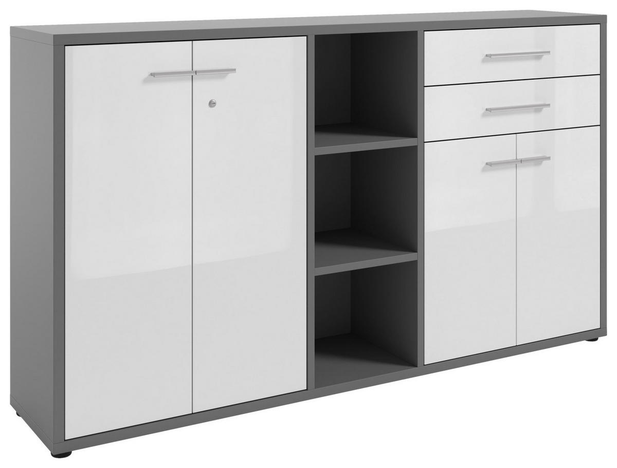 SIDEBOARD Texas  in 191,1/110/40 cm  - Alufarben/Schwarz, MODERN, Glas/Holzwerkstoff (191,1/110/40cm)