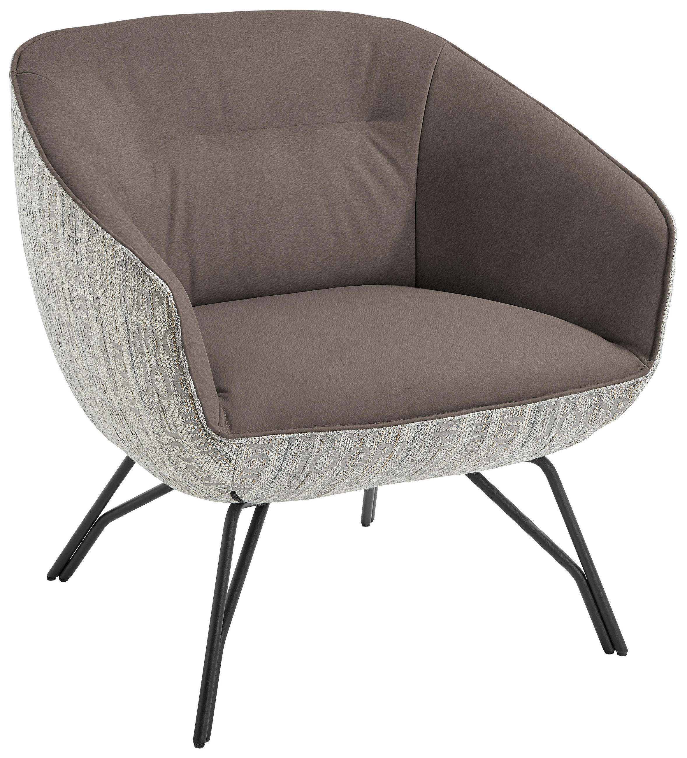 KOKTEJLOVÉ KŘESLO, textil, kůže, fango - fango/šedá, Design, kov/textil (77/81/72cm) - Joop!