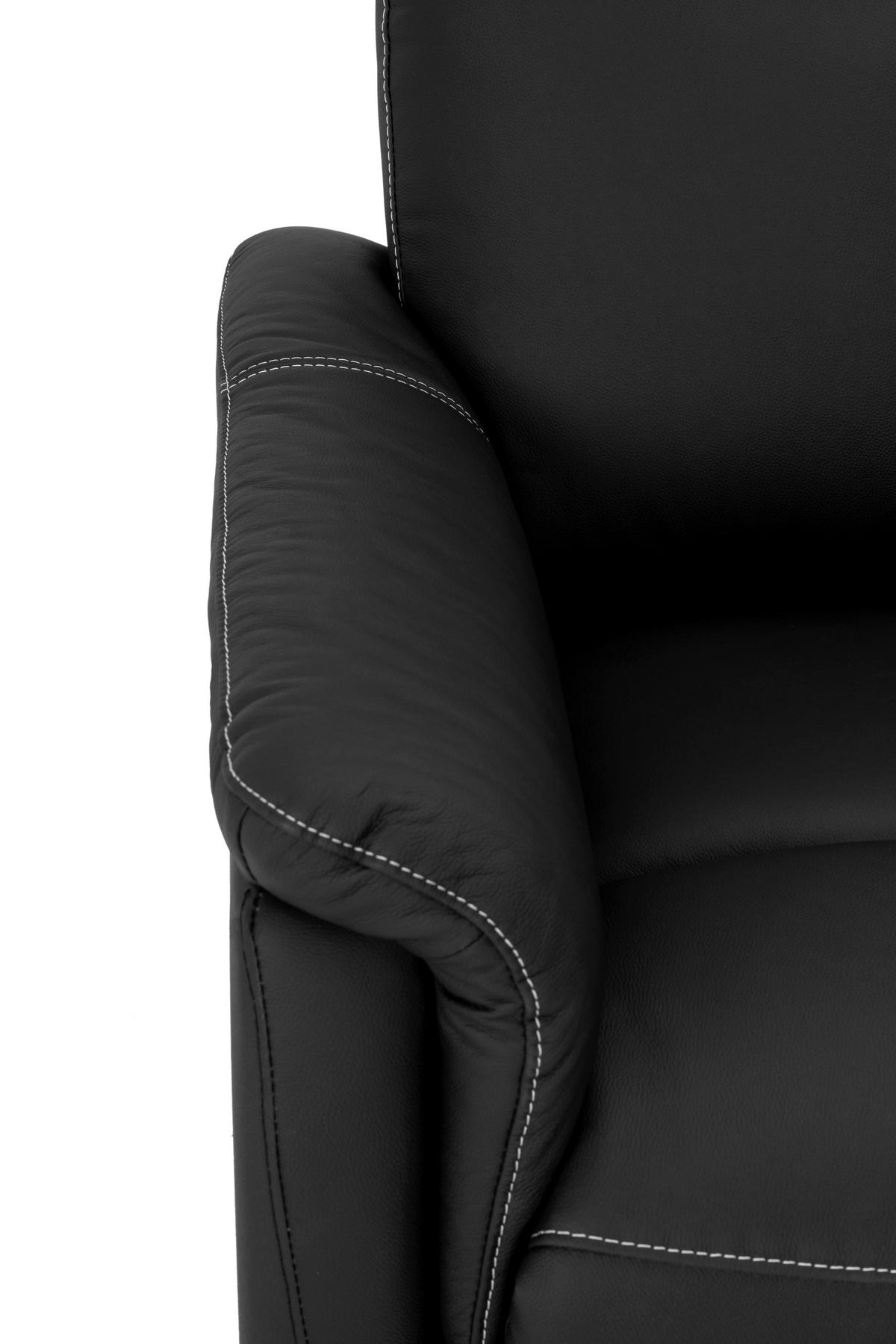 SITZGARNITUR Schwarz Echtleder Lederlook  - Schwarz/Weiß, Design, Leder/Kunststoff - MID.YOU