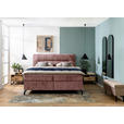 BOXSPRINGBETT 180/200 cm,  in Weinrot, Topper, H2 + H2 = mittel  - Weinrot/Schwarz, Design, Textil/Metall (180/200cm) - Esposa