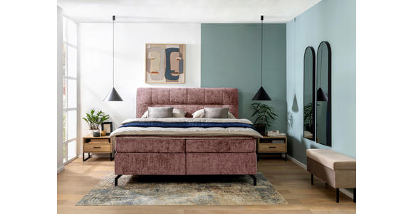 BOXSPRINGBETT 180/200 cm,  in Weinrot, Topper, H2 + H2 = mittel  - Weinrot/Schwarz, Design, Textil/Metall (180/200cm) - Esposa