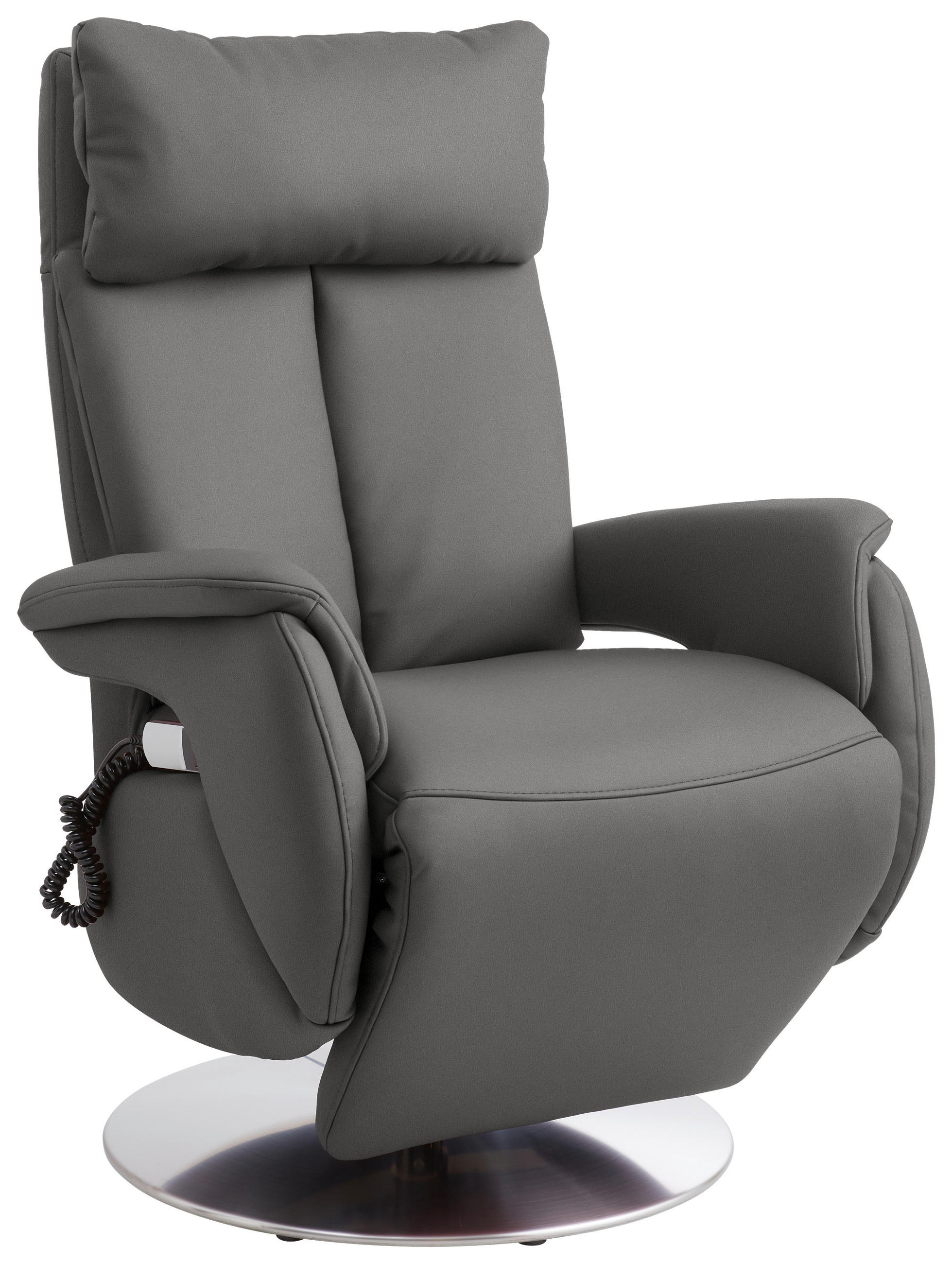 RELAXSESSEL in Leder Grau  - Edelstahlfarben/Grau, Konventionell, Leder/Metall (78/110/81cm) - Cantus