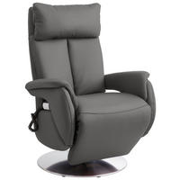 RELAXSESSEL in Leder Grau  - Edelstahlfarben/Grau, Konventionell, Leder/Metall (78/110/81cm) - Cantus