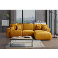 ECKSOFA in Samt Gelb  - Chromfarben/Gelb, KONVENTIONELL, Kunststoff/Textil (293/195cm) - Carryhome